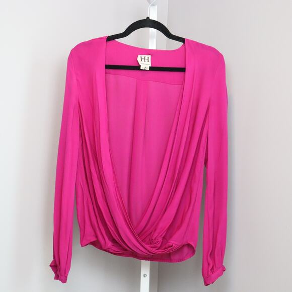 Haute Hippie 100% Silk Drape Front Blouse in Fuchsia | Size M - Picture 1 of 8